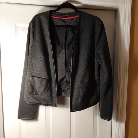 Willi Smith Jackets & Blazers - Grey Blazer with Faux Leather Trim